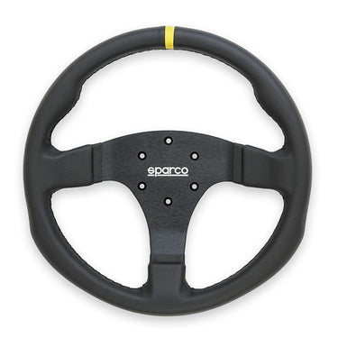Sparco R330 330mm leather racing wheel with black cross stitching